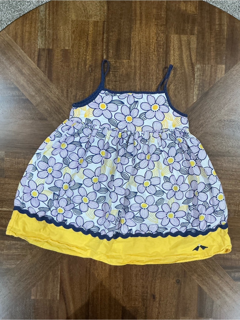 Lilybird 4T Floral Spaghetti-Strap Tank Top in Yellow and Navy